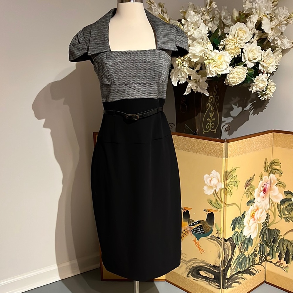 Black Halo Black Twead Midi Dress Size 6